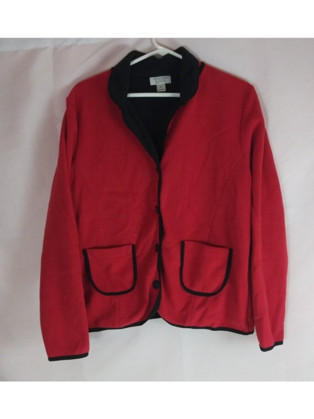 Christopher & Banks Women's Red 100% Polyester Fleece Blazer Jacket Size XL